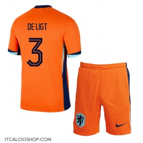 Olanda Matthijs de Ligt #3 Prima Maglia Bambino Europei 2024 Manica Corta (+ Pantaloni corti)